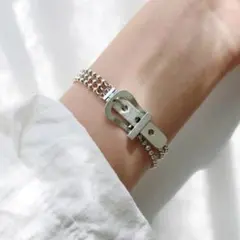 ベルト ヴィンテージ シルバー925 ビーズチェーン ブレスレット C660-5