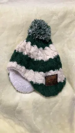 ROBE 緑と白のストライプニット帽 50センチから52センチ