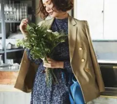 未使用◎UNITED ARROWS ボリュームスリーブロングワンピース 123丈