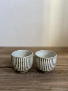 唐津焼 丸田宗彦作 湯呑み 2客セット 刷毛目文様 - メルカリ