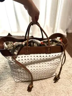 DOLCE&GABBANAレザー・かご素材トートバッグ