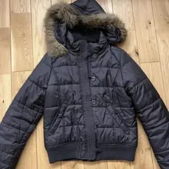 ファー付きダウンジャケット ダークブルー