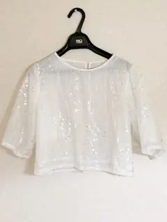 STYLEBLOCK スパンコール付き チュールクロップドブラウス タグあり