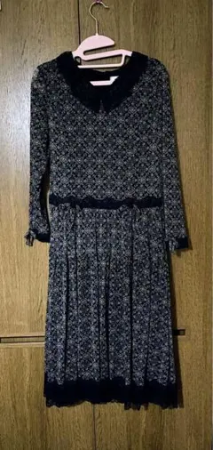 極美品　スーパービューティー　ロングワンピース　花柄　リボンベルト　ベロア　XL 極美品 スーパービューティー ロングワンピース 花柄 リボン