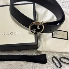 猫*派様 GUCCI レザー GGロゴ ベルト黒茶リバーシブル　付属品付