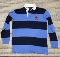 青と紺のストライプ ポロシャツ US S