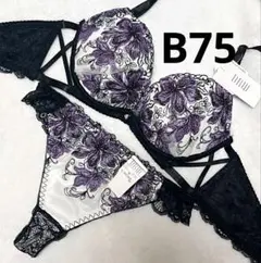 B75 プレシャスフラワークロスブラジャー&バック透けTバックショーツのサムネイル