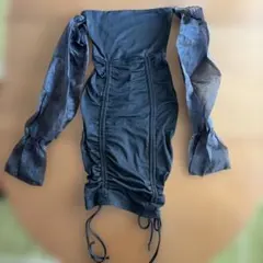 SHEIN オフショルダー ダークグレー ワンピース XS