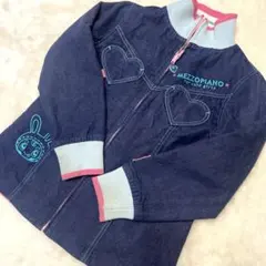 メゾピアノ　ベリエちゃんリバーシブルジャンバー　140 デニム地　ナイロン総柄