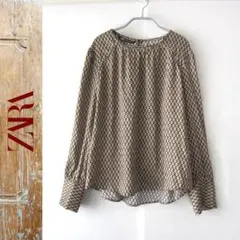 美品　ZARA／ザラ★　幾何模様　プルオーバーシャツ　L
