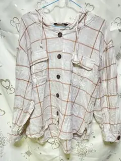 BLUE STRIVE チェック柄フード付きシャツ Mサイズ