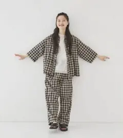 nest Robe コットンリネンワッシャーギンガムスリーピングシャツ