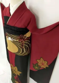 美品】色無地✦ 振袖7点セット ✦163cm 帯小物新品 正絹 朱赤系VR38 
