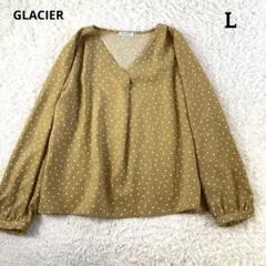 GLACIER グラシア ドッド柄 Vネック 長袖ブラウス ベージュ Lサイズのサムネイル