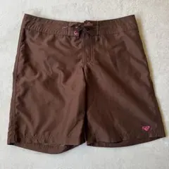ROXY ロキシー M 水着 サーフパンツ 茶色 ブラウン ワンポイント刺繍ロゴ