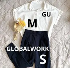 オフィスカジュアル 春夏コーデ売り ホワイトシャツ＋ネイビーパンツセット