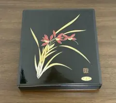昭和レトロ　漆芸書道箱　蘭の花