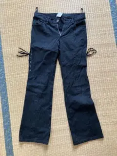 少しお値下げです。ピースナウ/PEACE NOW 黒 編み上げパンツ