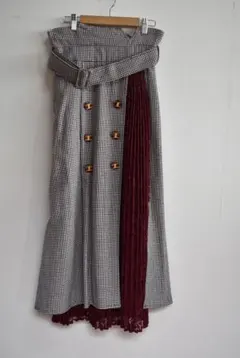 T00089 リリーブラウンLilyBrown チェック柄フレアロングスカート