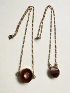 ネックレス　茶系丸モチーフ　2つセット