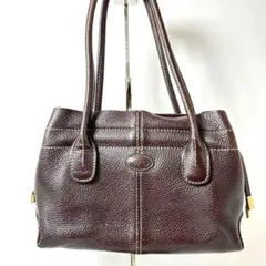 TOD's トッズ トートバッグ 肩掛け Dバッグ ブラック レザー ロゴ　茶