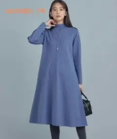 組曲　2025年購入　ブルー Aラインロングワンピース 長袖7号