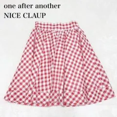 ナイスクラップ フレアスカート 膝丈 Aライン ギンガムチェック柄 ハイウエストのサムネイル