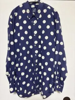 GAP 80s-90s ネイビー　ドット柄　長袖シャツ　Lサイズ