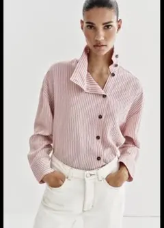 ZARA ストライプ柄ハイネックシャツ Sサイズ - メルカリ