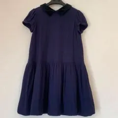 Bonpoint ネイビー 半袖ワンピース 4号