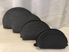 ブラック花柄ポーチ4個セット 送料込