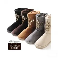 【バカ売れ商品】ショート丈スタッズ付★☆フェイクムートンブーツ☆