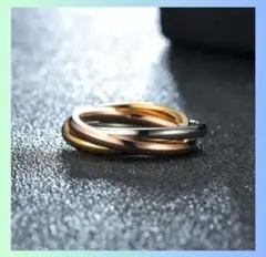 3連リング シルバー ゴールド ローズゴールド　31号 サージカル　ステンレス