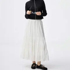 GU ティアードフレアスカート オフホワイト