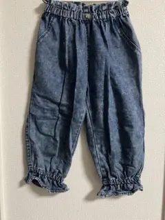 デニムブルー フリル裾パンツ