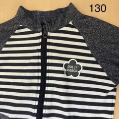 ラッシュガード　130 紺　長袖　水着　130 女の子　花　学校　プール