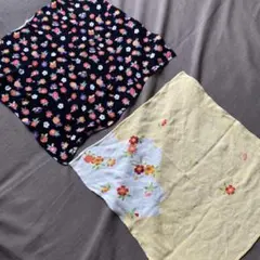 縮緬★上品な弁当包として花柄風呂敷セット（黒・黄色）