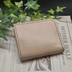 ヌメ革 栃木レザー サドルレザー コンパクトウォレット 三つ折り 生成