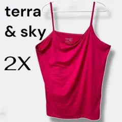 terra & sky ピンク キャミソール 2XL 3L 4L大きい　ビッグ