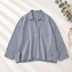 チャオパニックティピー◆ストライプ柄 スキッパーシャツ 胸ポケット ゆったり