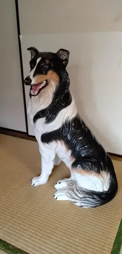 昭和レトロ 陶器製 コリー シェルティ 置物 犬 フィギュア 名犬