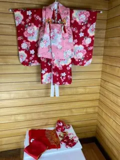 美品！　被布コートセット　襦袢付き　着物　身丈75 被布コート　化繊　8点セット