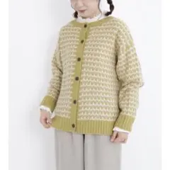 Samansa Mos2 前後2WAY柄編みニット　カーディガン
