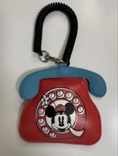 ディズニーグッズ　ミッキー　ミニー　電話型パスケース　赤青