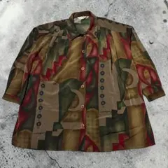 90’s vintage 総柄 シャツジャケット アート柄 シャツ Y2K