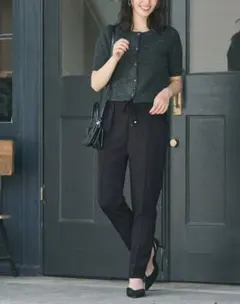 cocaフロッキードット ストレッチテーパードパンツ