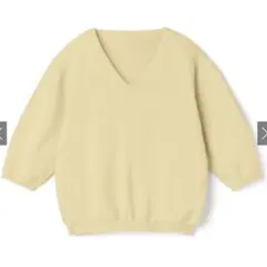 GRL グレイル 半袖ニット Vネック イエロー クリーム 無地 きれいめ 春夏