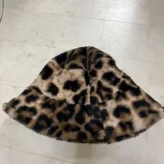 ヒョウ柄ファーバケットハット Mサイズ