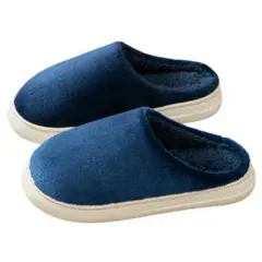 スリッパ ルームシューズ 室内 シンプル ふわふわ さらさら 滑り止め ネイビー