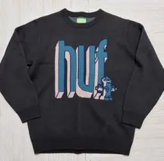 HUF ハフ クルーネック ニット セーター ロゴデザイン　Lサイズ